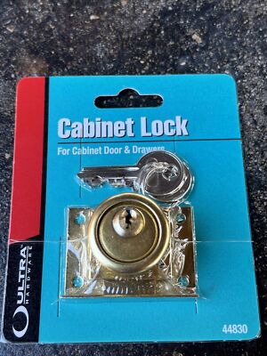 Cabinet And Drawer Lock Brass Plated Steel Finish Up To 1  Thick