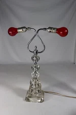 Vintage Art Deco Glass Crystal Table Lamp Double Socket 23" Tall Works