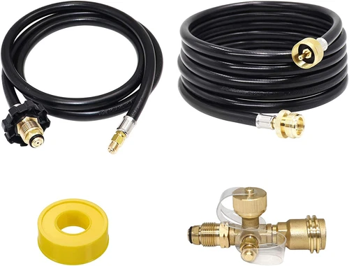 Kit adaptador de camiseta de latón propano, camiseta de latón propano de 4 puertos con manguera de 5 pies y 12 pies - Imagen 2 de 12