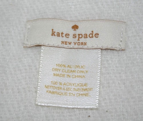 Kate Spade Reversible Soft Acrylic Throw Blanket 50x65 Fringe Edges Beige/White - Picture 2 of 7