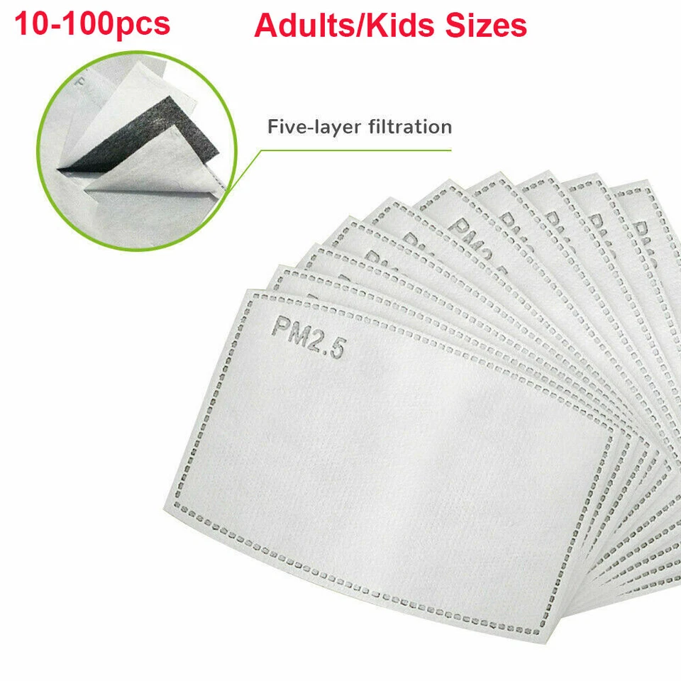 10-100Pcs Outdoors PM2.5 Activated Carbon Filters Face Mask Breathing Insert Lot - Bild 2 von 4