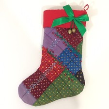 Vintage Quilted Handmade Christmas Stocking -...