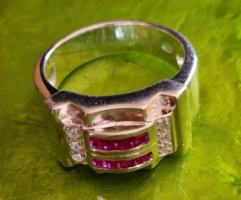  chevalière   tank 1940  argent massif  925   Rubis oxydes  poids 9.1g - Photo 3/4