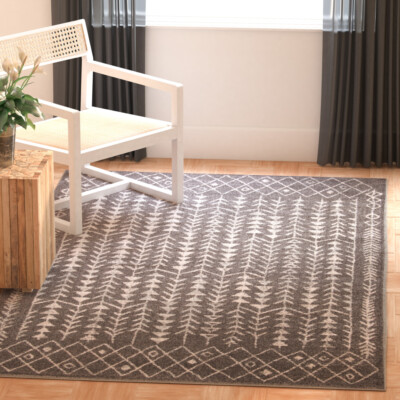 SAFAVIEH Tulum Collection TUL262F Dark Grey / Ivory Rug