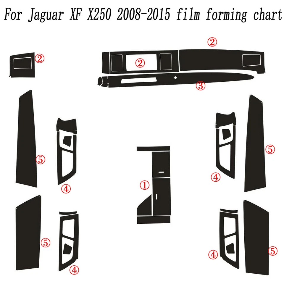 For Jaguar XF X250 2008-2015 5D Carbon Fiber Pattern Interior DIY Trim Decals Foto 2 de 4