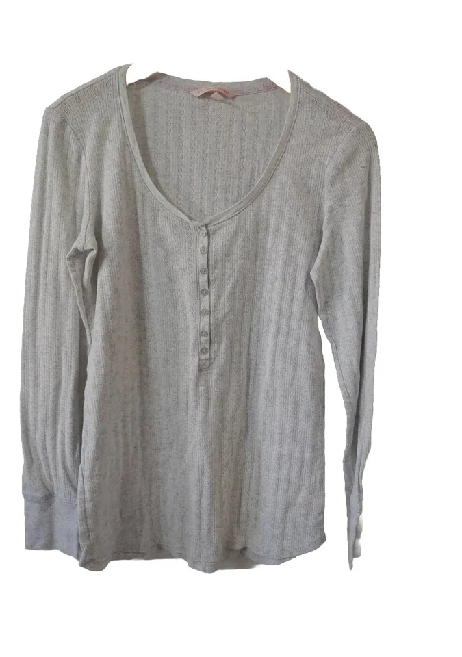 Victoria's Secret Base Layer Shirt Womens XL Gray Long Sleeve Pullover V-Neck - Image 2 of 4