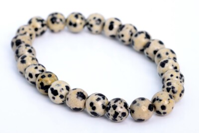 8MM Dalmatian Jasper Bracelet Grade AAA Genuine Natural Round Beads 7''