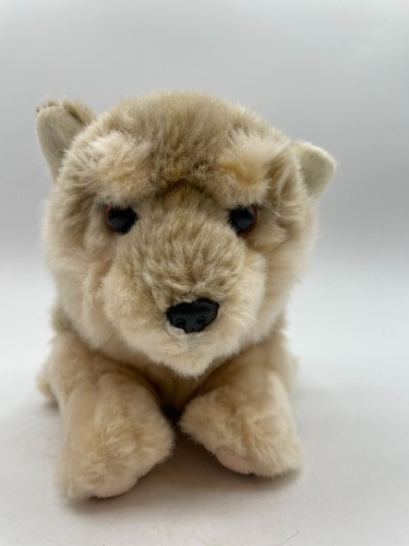 RARE SOS Save Our Space Wolf Pup Realistic Plush Stuffed 9" Laying Tan Brown - Picture 10 of 12