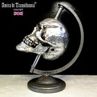 human skull gothic decor ornaments figures art sculpture globe map of the world