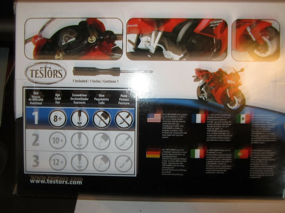 Testors Honda CBR1000RR 1:12 Scale Model Kit New Sealed 65002T 2011 - Image 2 of 3