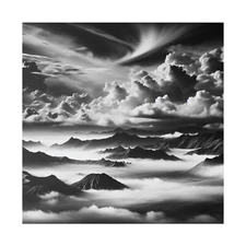 Landscape, black and white image, art, nature, Matte Canvas, Stretched, 0.75"