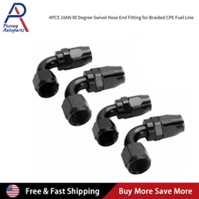 4Pcs 90° 90Degree Swivel Hose Line End Fitting Adaptor Fuel Oil AN10 10AN Black