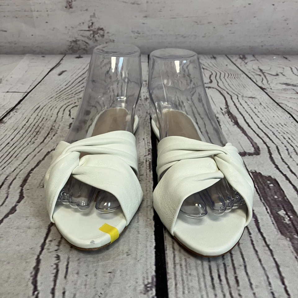 Sandalias Veronica Barba Mujer 6 Blanco Serafina Deslizable Cuero Nudo Superior Foto 2 de 4