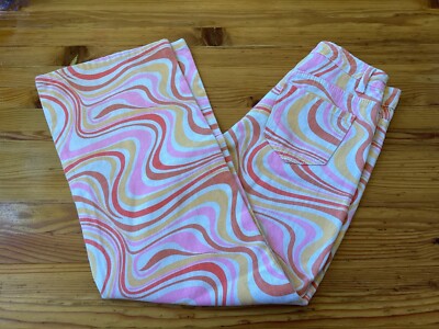 BAILEY ROSE Size XS Women s Psychedelic JEANS Pink Orange Wide Leg High Rise