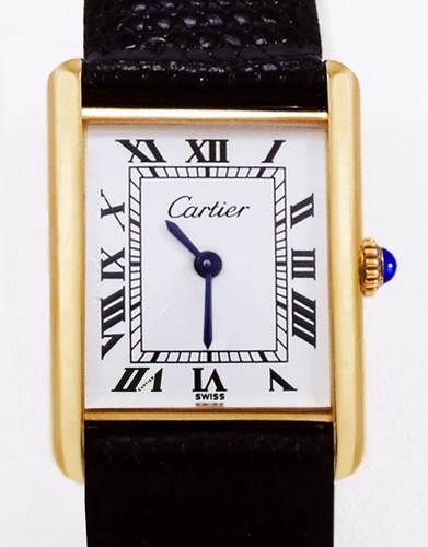 Cartier Authentic Men's Cartier Tank Watch Cartier Presentation Box and Gift Bag