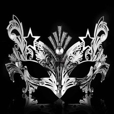 Luxury Metal Venetian Mardi Gras Masquerade Mask for Women M3225 Silver