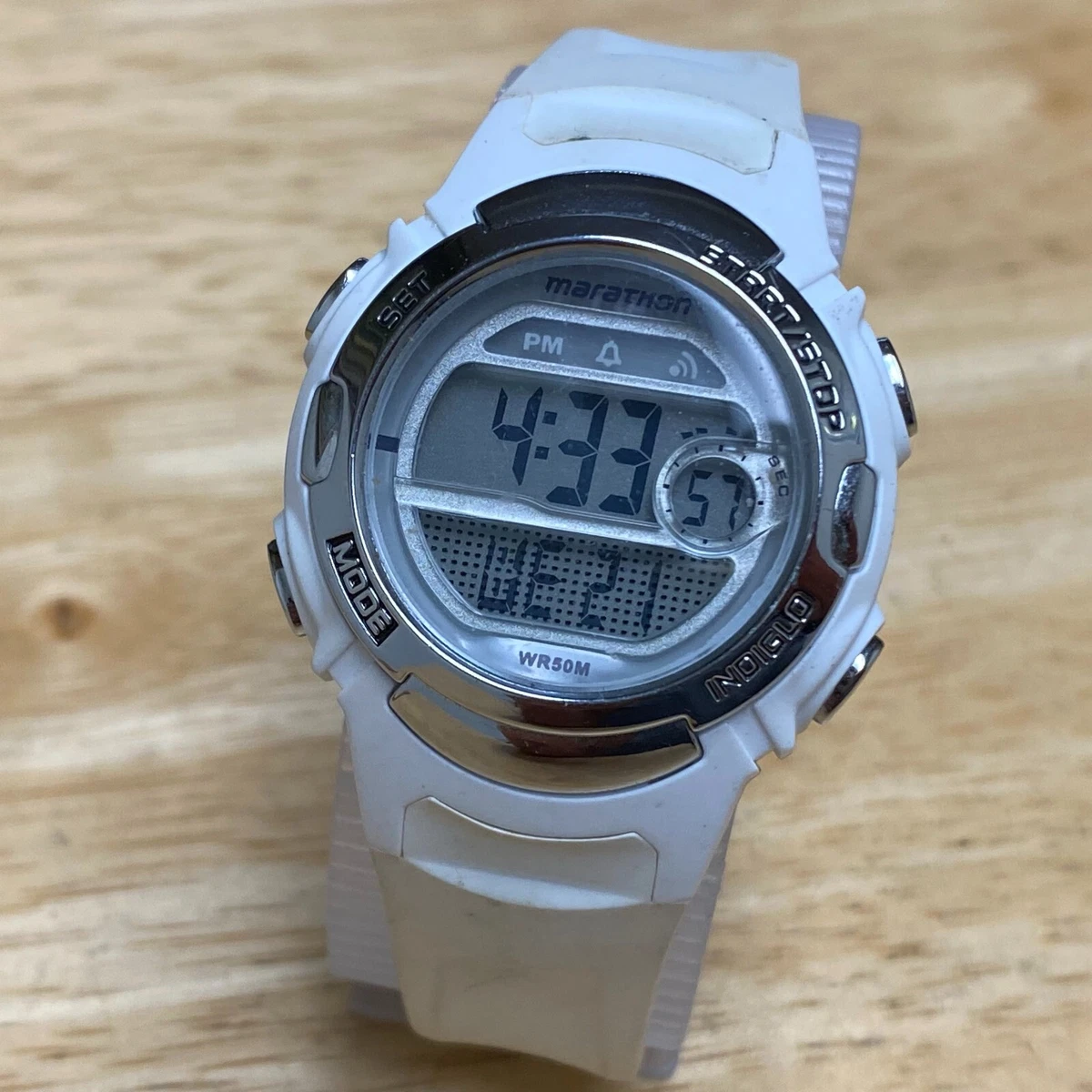 Marathon By Timex Lady 50m White Digital Quartz Alarm Chrono Watch