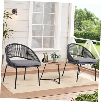  Patio Furniture Set, 3 Piece Outdoor Bistro Chair Conversation Sets Black