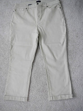 NYDJ Jeans Size 16 37x24 Tan Khaki Lift Tuck Tech Cuffed Crop Jeans