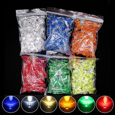 5mm LED Dioden 50/100 Stück Rot Gelb Grün Orange F5 Auswahl oder Mix DIY LEDs