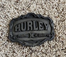 VTG Hurley Pewter Belt Buckle Freedom of Choice Limited Edition Clothing Company