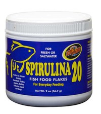 Zoo Med Spirulina 20 Fish Food Flakes 2oz High Protein Color Enhancer