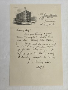 1920s antique JENS-MARIE HOTEL ponca city ok LETTERHEAD family letter dad son