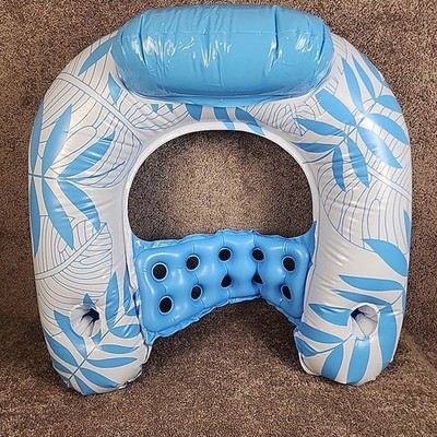 Inflatable Pool Float Chair Lounge With Cup Holders, New Open Box, Blue