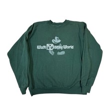 Vintage Walt Disney World Mickey Mouse Graphic Sweatshirt Green Men's Large