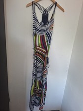 Next Vibrant Maxi Dress Summer Holiday Multicoloured Tie Detail Size 14