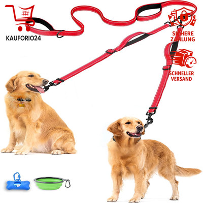 PetBonus Hundeleine Doppelleine 2 Hunde Reflektierend Verstellbar Gep