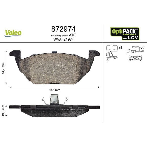 Valeo 872974 Bremsbelagsatz FüR VW LT 28 35 1I LT 28 46 1I 2DA 2DD 2DH 2DC 2DF-image