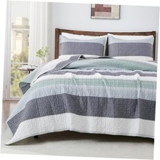 Queen Quilt Bedding Set Sage Green, 3 Pieces Queen 96"x90" 01 - Sage Green