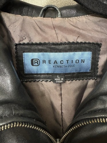 Kenneth Cole Reaction Black Leather Jacket women Full Zip Soft Leather Sz Large - Picture 3 of 24