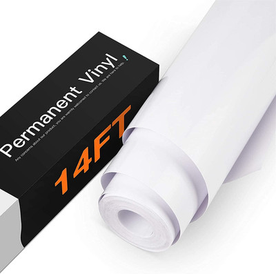White Permanent Vinyl, 12'' X 14 FT Glossy White Adhesive White Vinyl Roll Compat