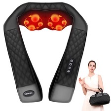 Neck Massager with Heat, Shiatsu Neck and Back Massager, 4D Deep Tissue Knead...