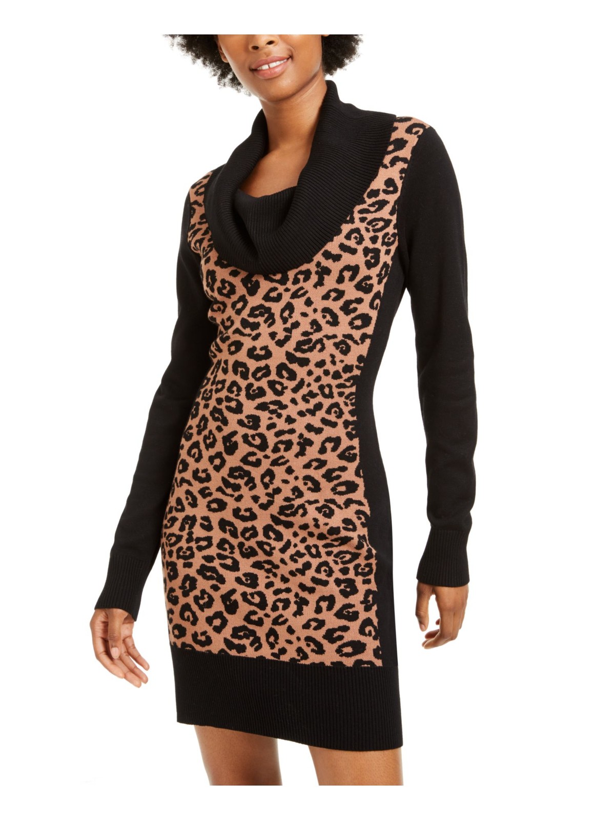 BCX Womens Shift Short Dress Black Long Sleeve Cowl Neck Juniors S