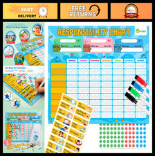 Magnetic Chore Chart for Kids - Reward System, Daily Routine, Dry Erasable, Fami