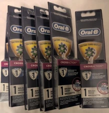 Lot of 6 Oral-B CrossAction Toothbrush Heads Bacteria Guard Bristles Genuine...