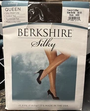 Berkshire Queen Pantyhose 3x-4x Silky Sheer Leg Reinforced Toe French Coffee NOS