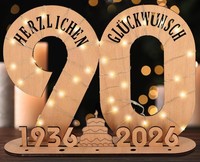 Geschenk 90. Geburtstag Holz-Schild Mit LED Lichterkette GäStebuch Deko