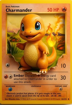 Charmander Pokémon Card Art Poster | Mitsuhiro Arita 1999 | Gloss 13×19