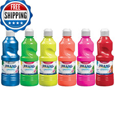 Prang Washable Tempera Paint Assorted Fluorescent Colors 16 Oz. 6 Count 10799
