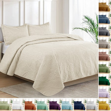 Luxury Bedspread Bedding Set 3 Piece Quilted Coverlet Bed Throw Queen King Size