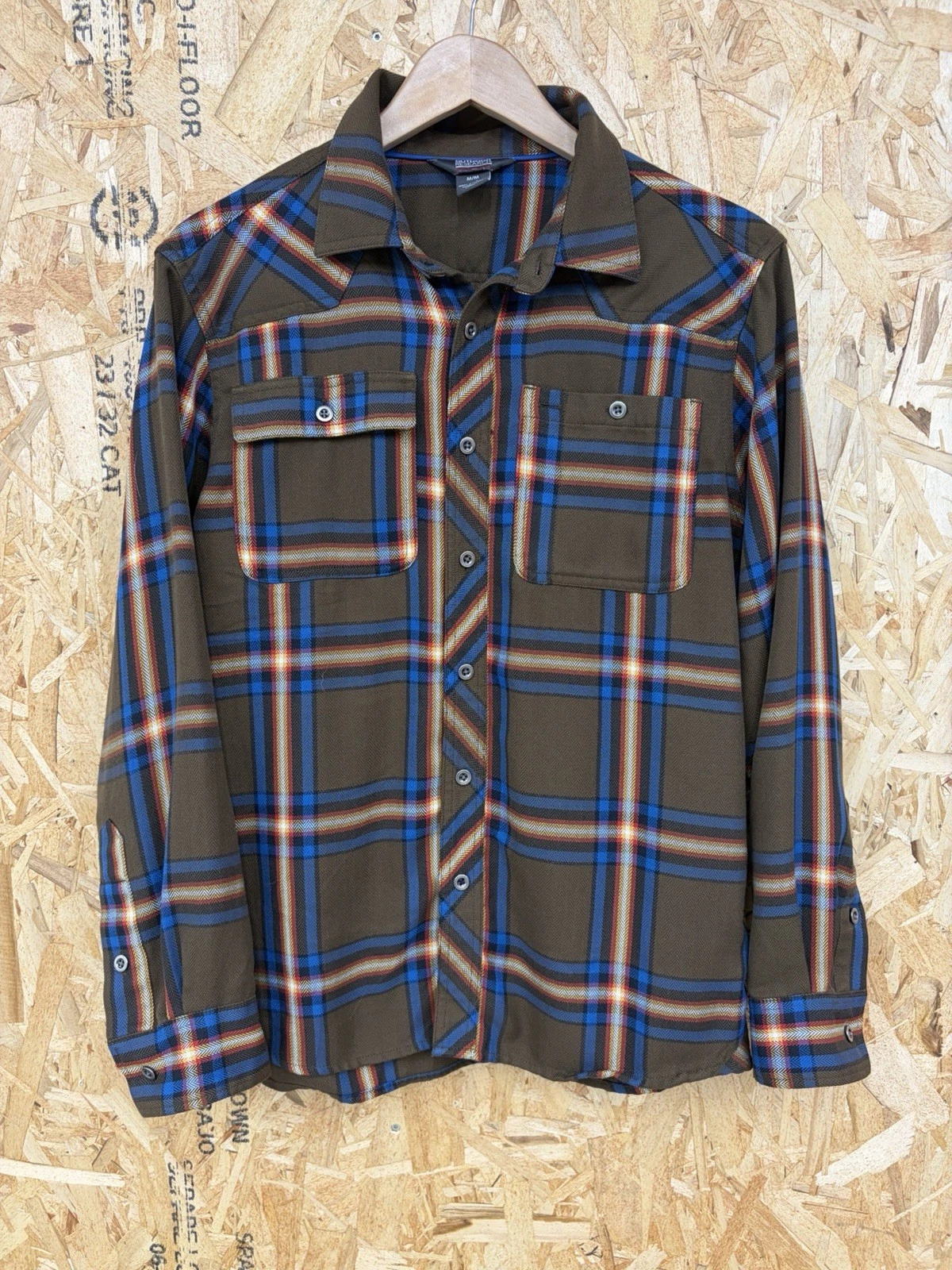 Outdoor Research Mens Feedback Flannel Shirt Size Medium Brown Hiking Camp