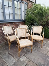 Set of 4 1960s Bistro Chairs Cane And Rattan
