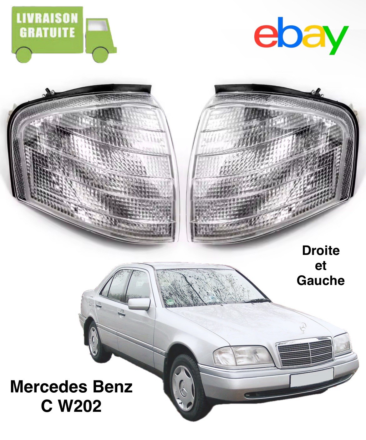Feux d'angle Mercedes Classe C W202 clignotant avant gauche droite 1995 1998
