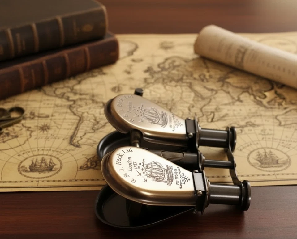 Brass Antique R & J. Beck Ltd London 1857 Brass Field Glasses Binoculars - Image 2 of 4