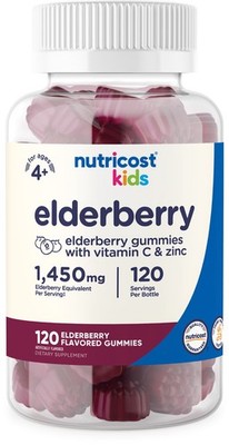 Nutricost Kids Elderberry Gummies (50mg) with Zinc & Vitamin C 120 Gummies