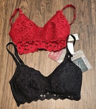 MOMANDA Women's Lace Bralettex2 Padded, Maternity Bra Size 34D New Red And Black